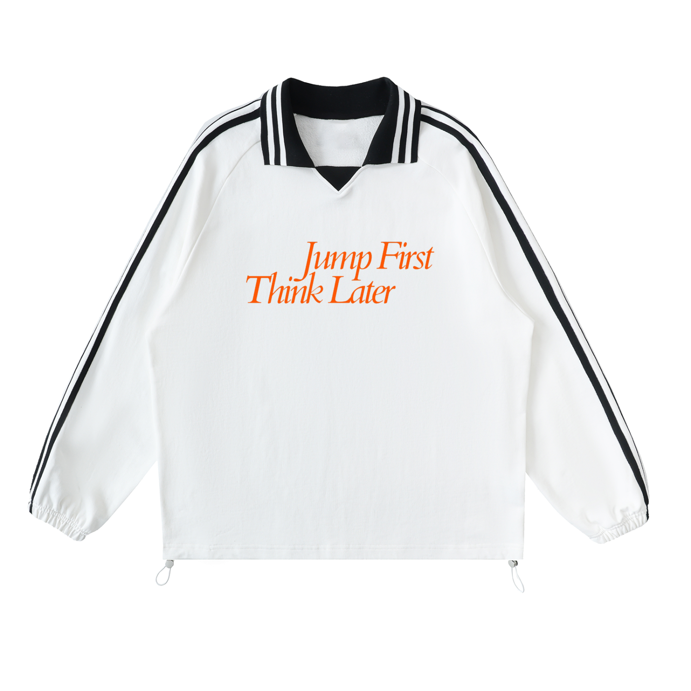 Contrast Striped Lapel Collar Sweatshirt