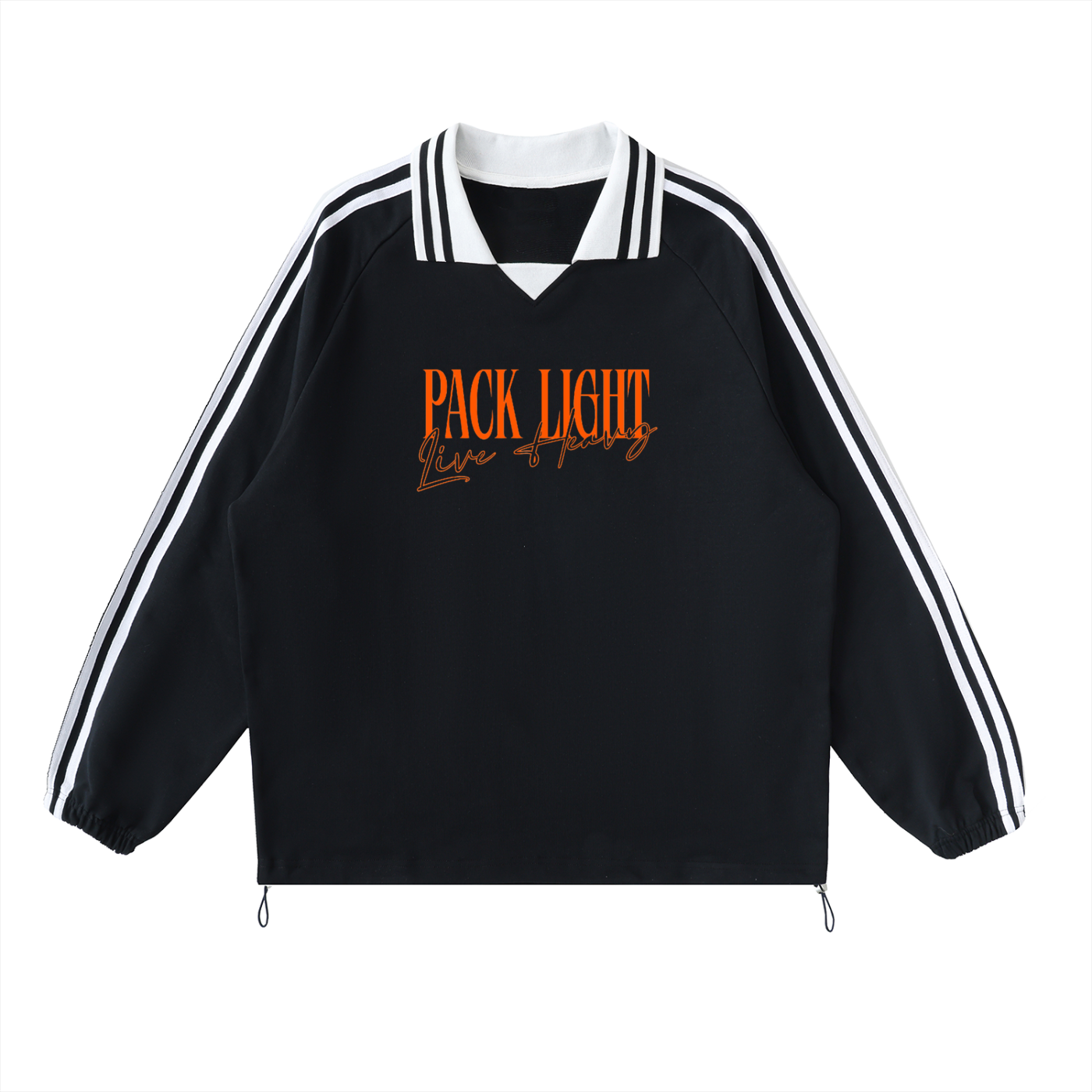 Contrast Striped Lapel Collar Sweatshirt