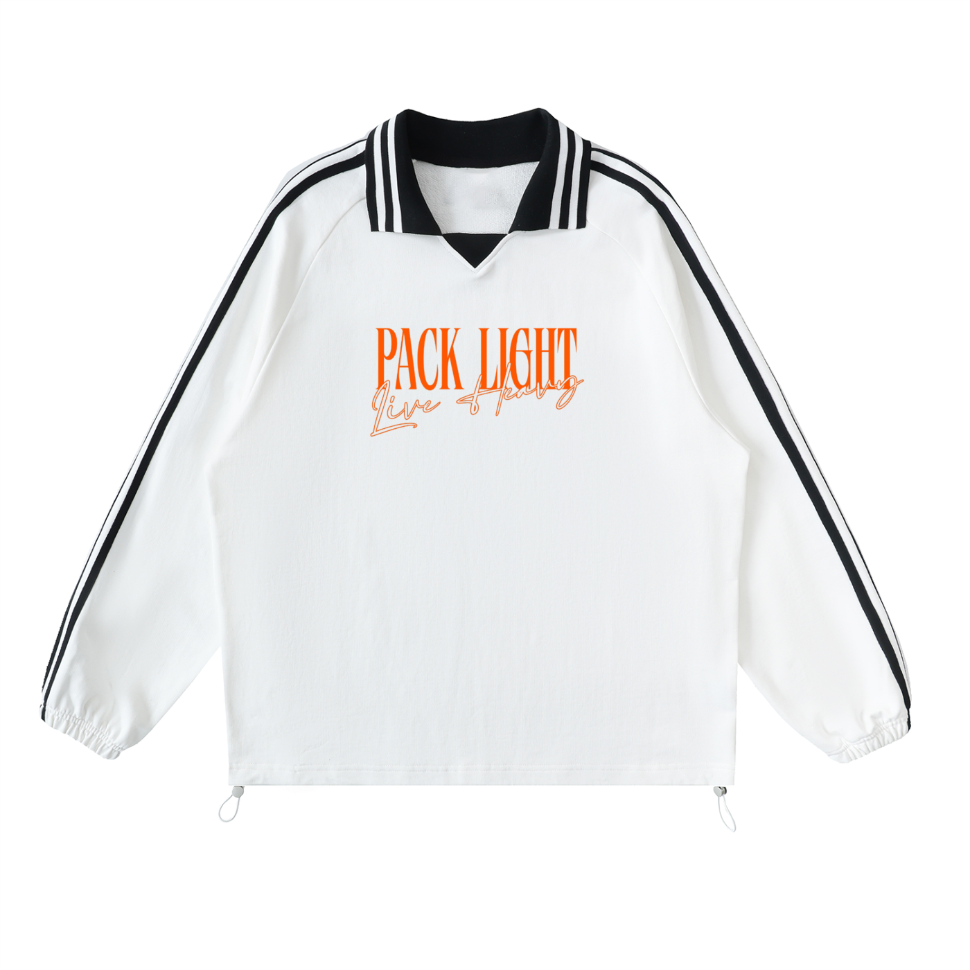 Contrast Striped Lapel Collar Sweatshirt